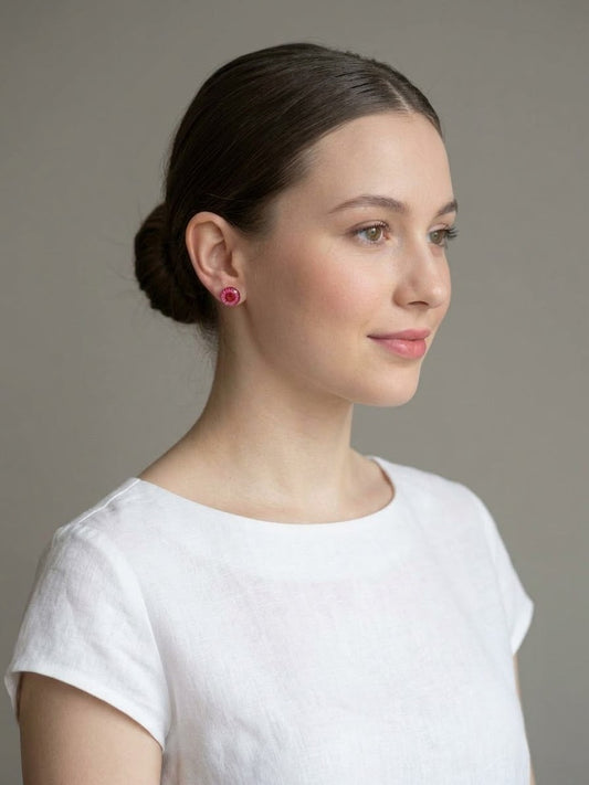 Orecchini - Mini margherite fucsia a lobo
