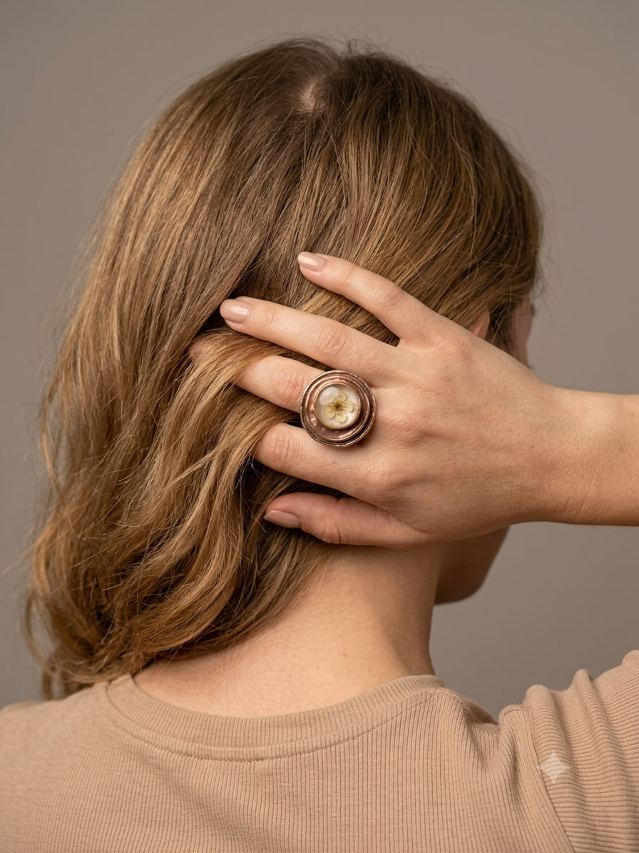 Anello circolare con Nontiscordardime bianco