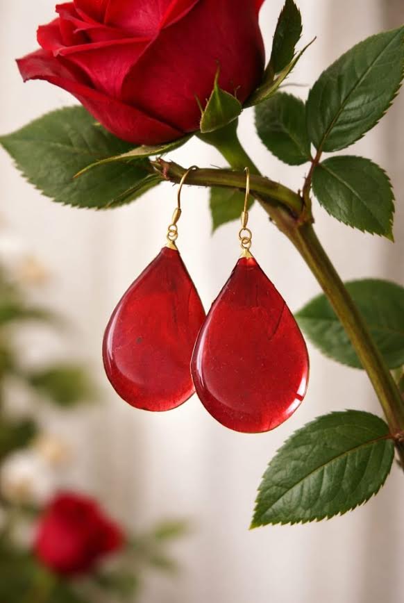 Primizie - Orecchini - Petalo di rosa borgogna