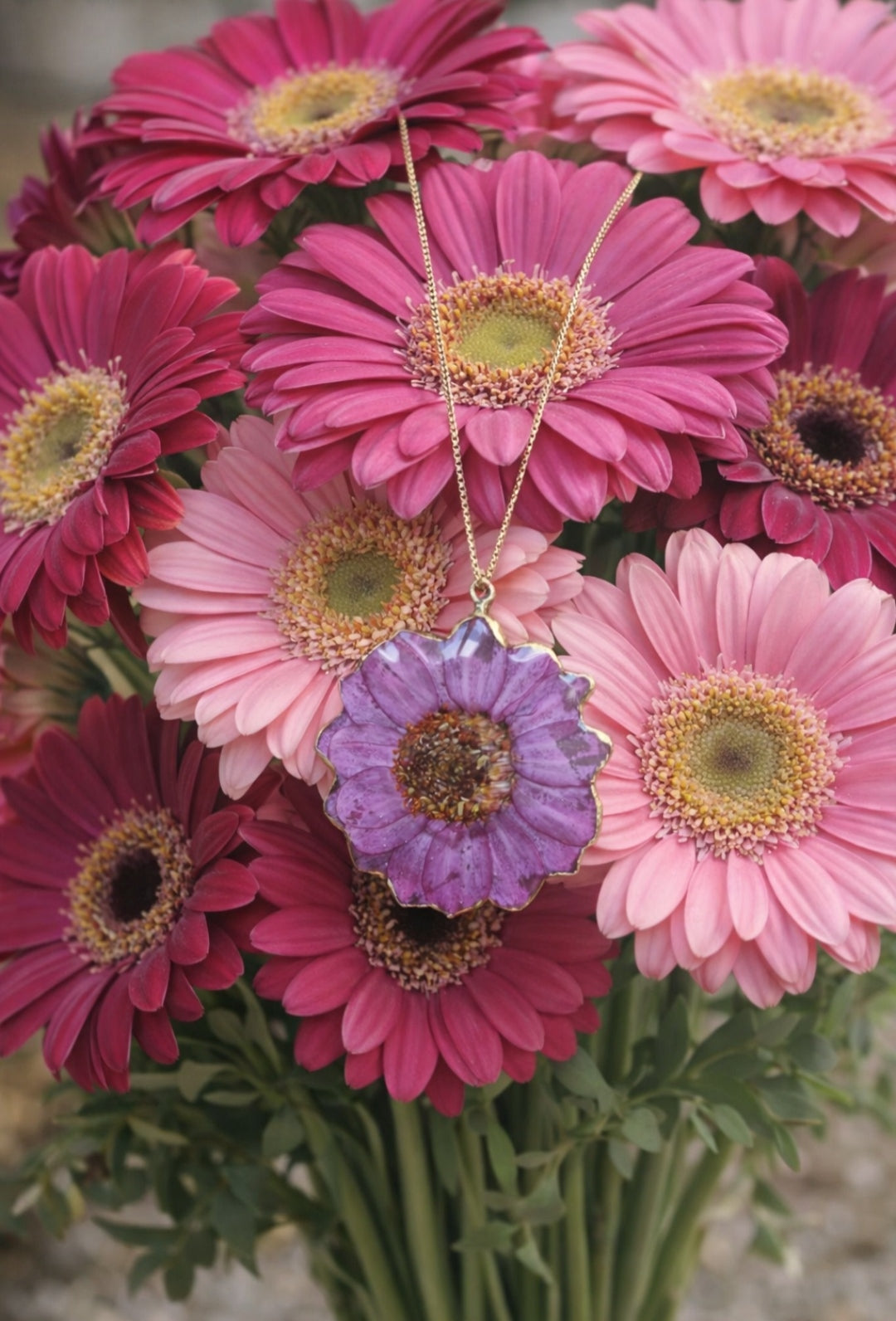 Ciondolo - Fiore zinnia viola