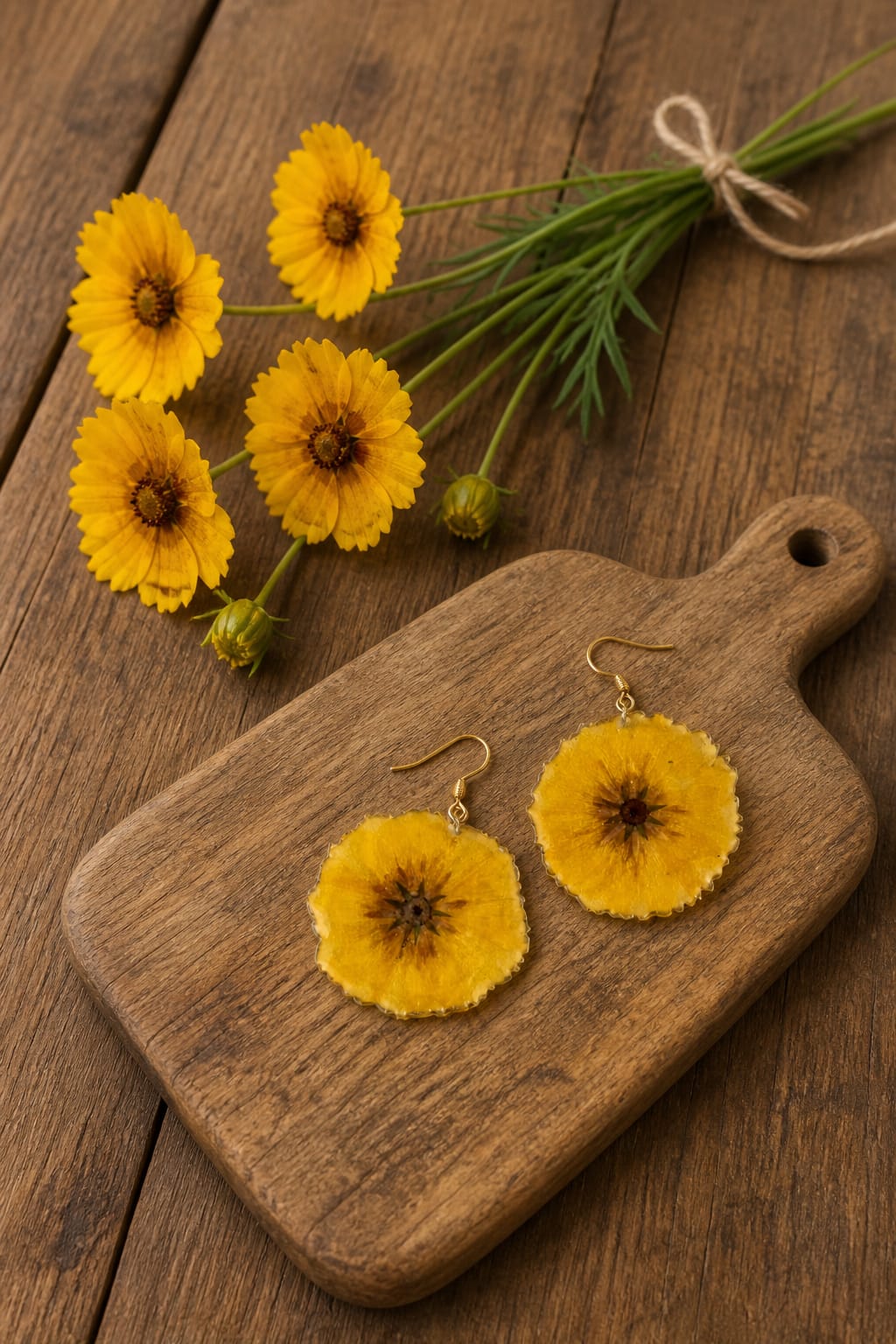Orecchini - Fiore coreopsis giallo