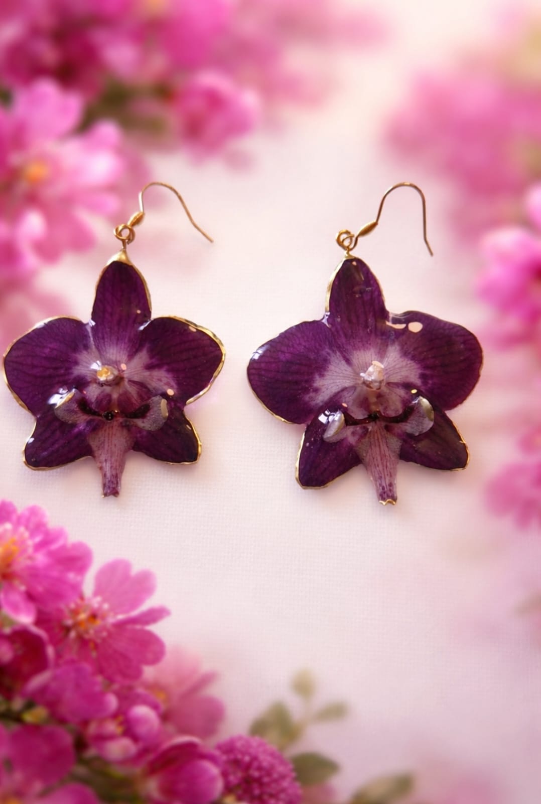 Orecchini - Fiore orchidea viola
