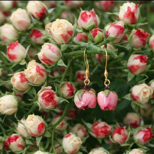 Orecchini - Fiore roselline rosa
