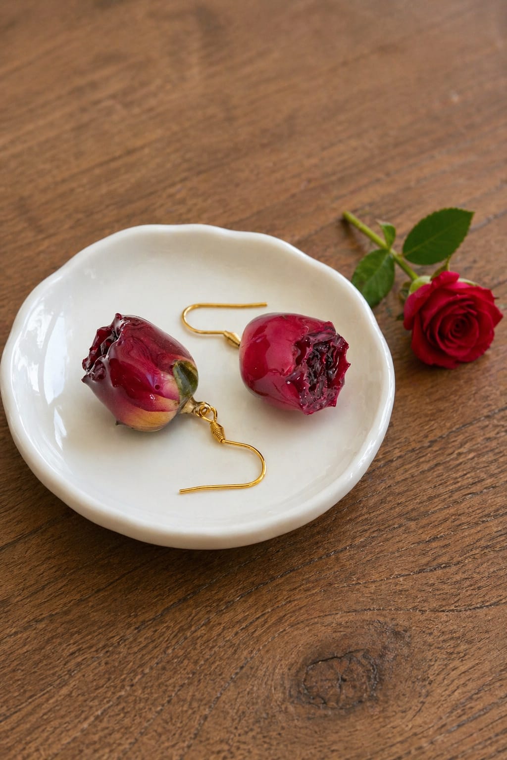 Orecchini - Fiore roselline rosso