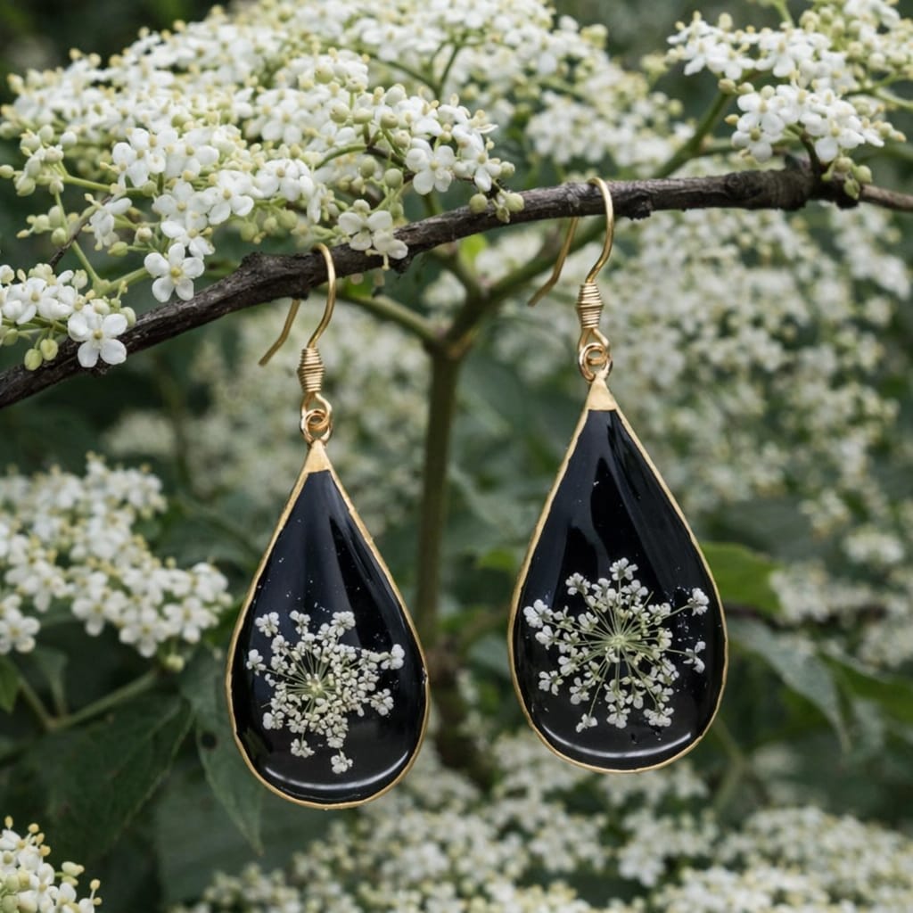 Orecchini - Fiore sambuco nero