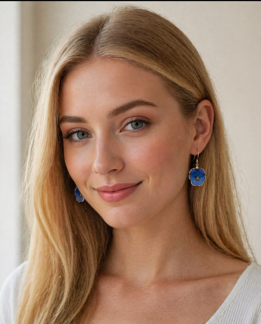 Orecchini - Fiore violetta azzurra