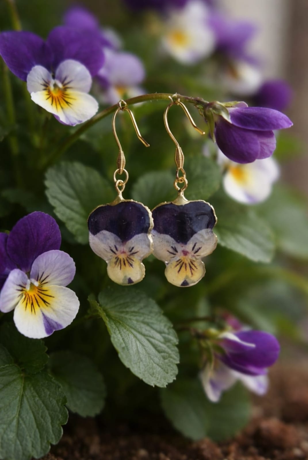 Orecchini - Fiore violetta bicolor