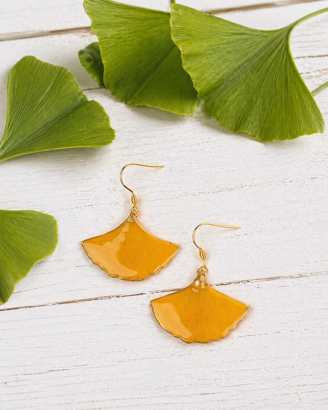 Orecchini - Foglia ginkgo giallo