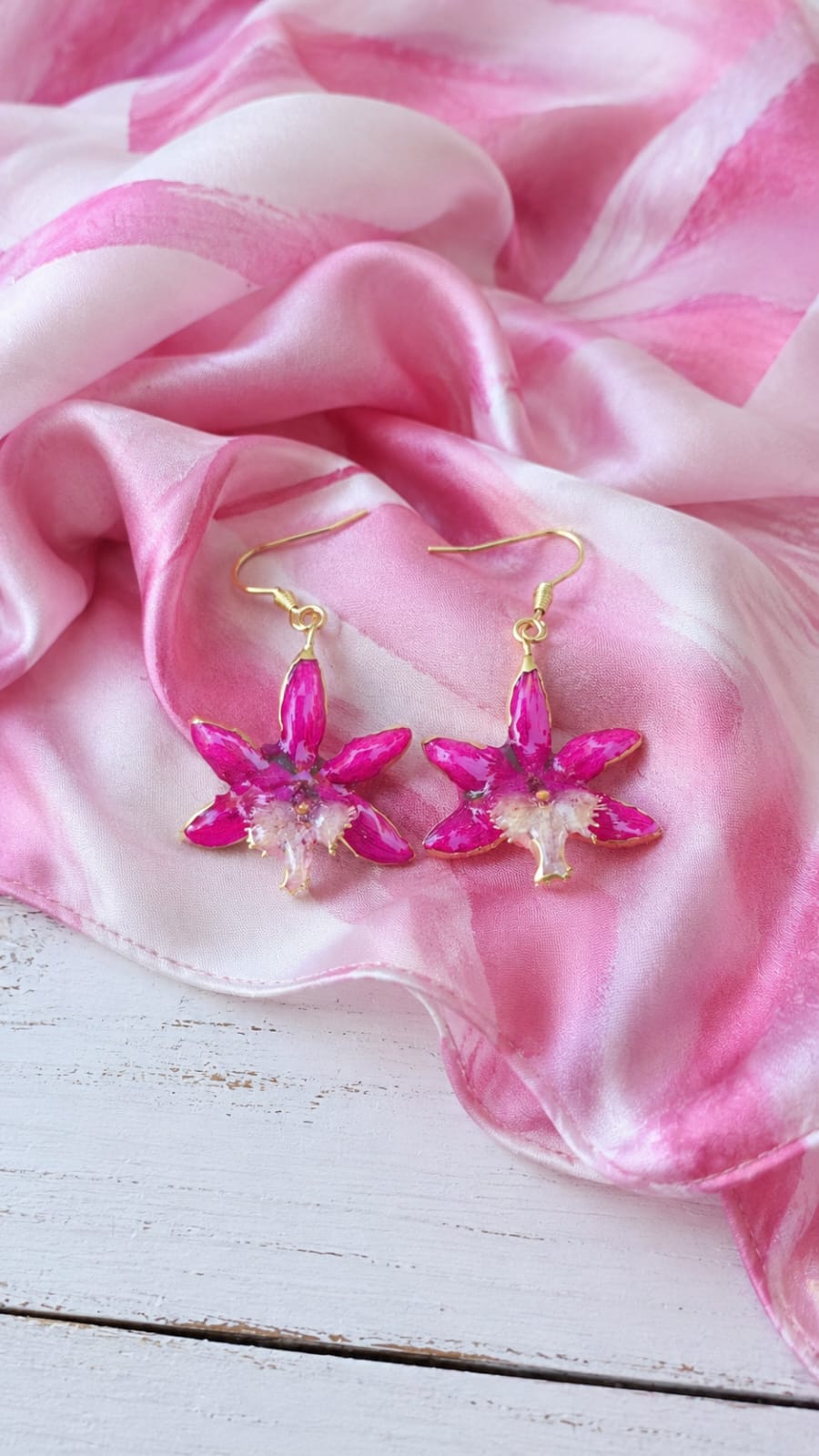 Primizie - Orecchini - Mini orchidea fucsia