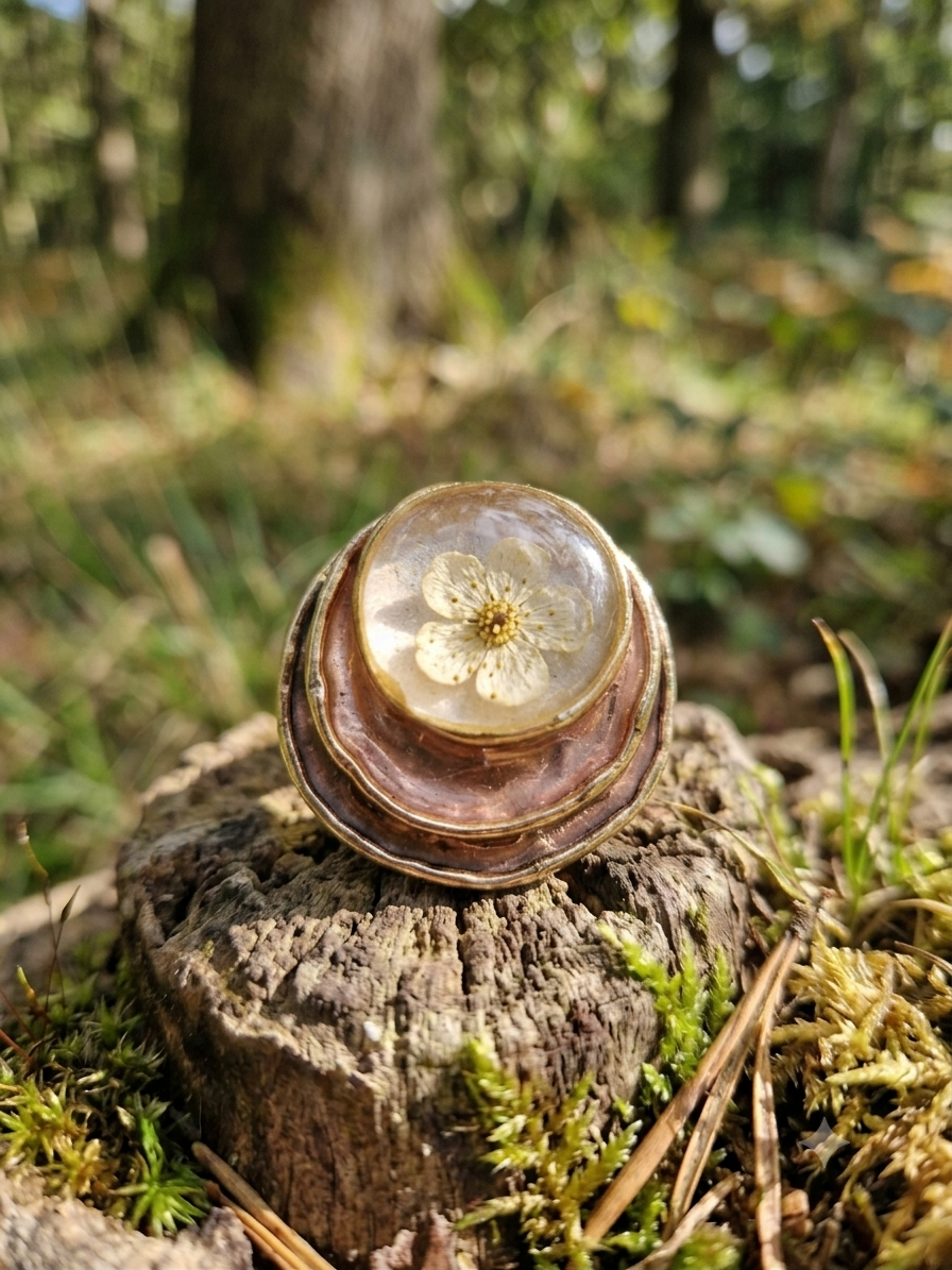 Anello circolare con Nontiscordardime bianco
