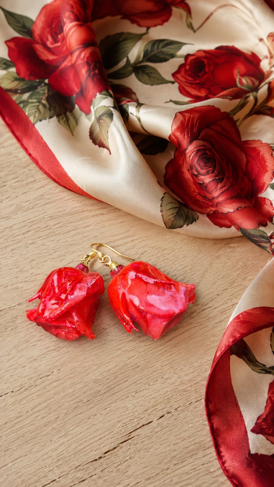 Primizie - Orecchini - Rose rosse maxi