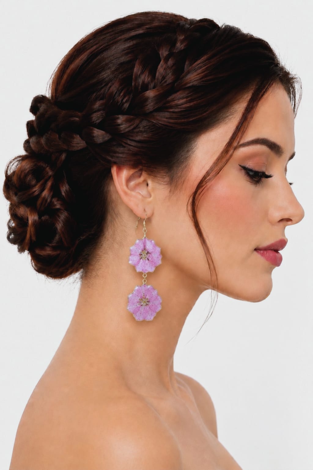 Orecchini - Fiore iris giapponese rosa doppio