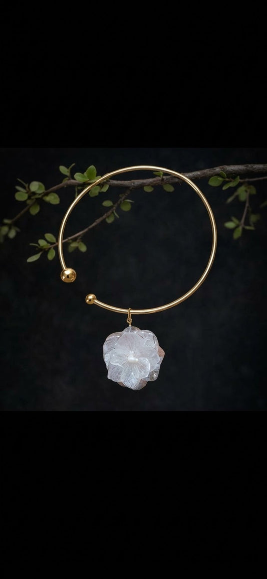 Collier - Fiore ortensia bianca