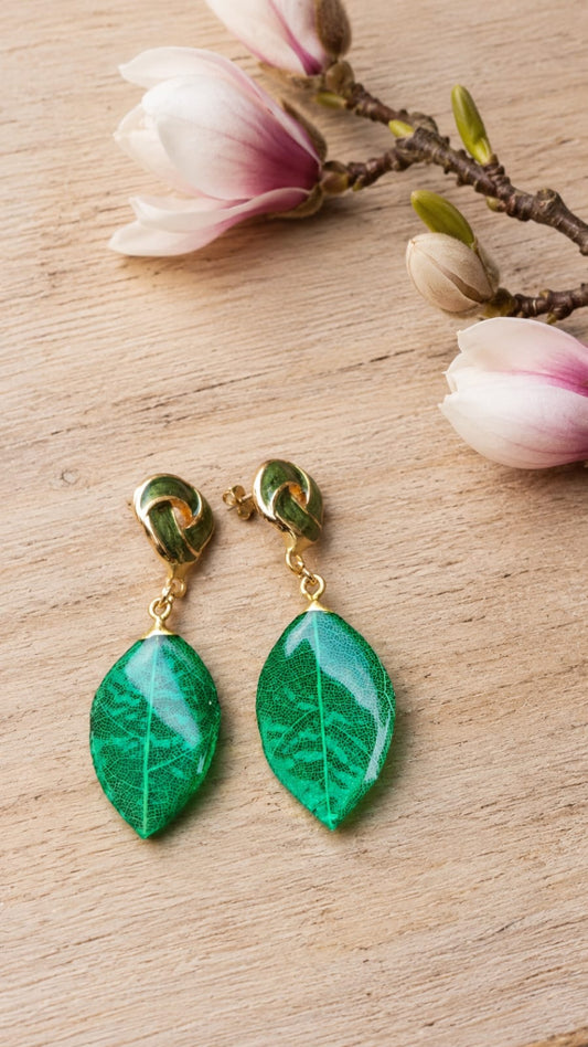 Primizie-orecchini magnolia verde più girella smaltata verde