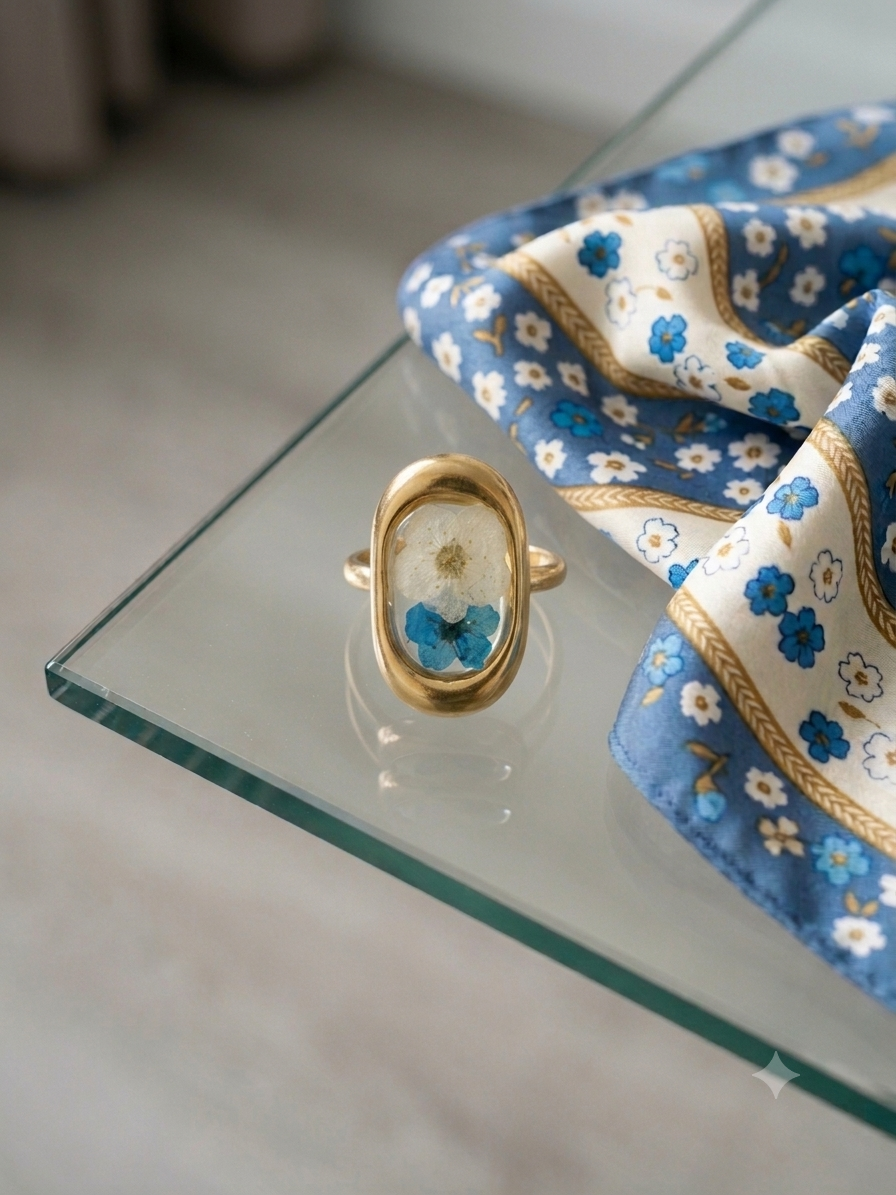 Anello Nontiscordardime bianco e azzurro