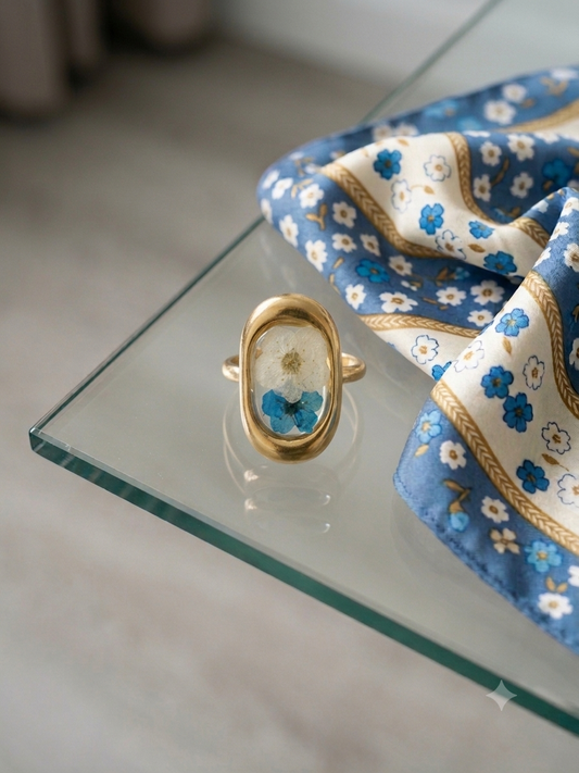 Anello Nontiscordardime bianco e azzurro
