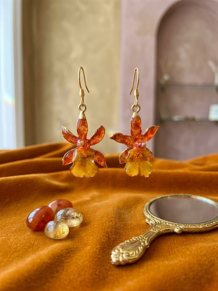 Orecchini - mini orchidee autunnali
