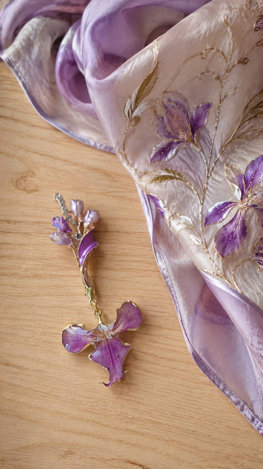 Primizie - Spilla - Cuore di Orchidea con montatura vintage