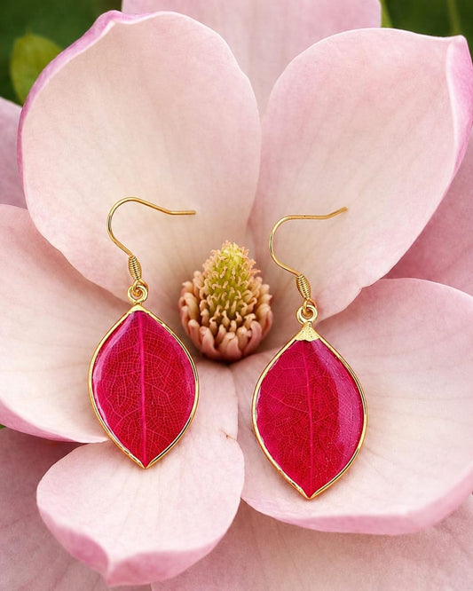 Orecchini - Petali di magnolia Fuxia