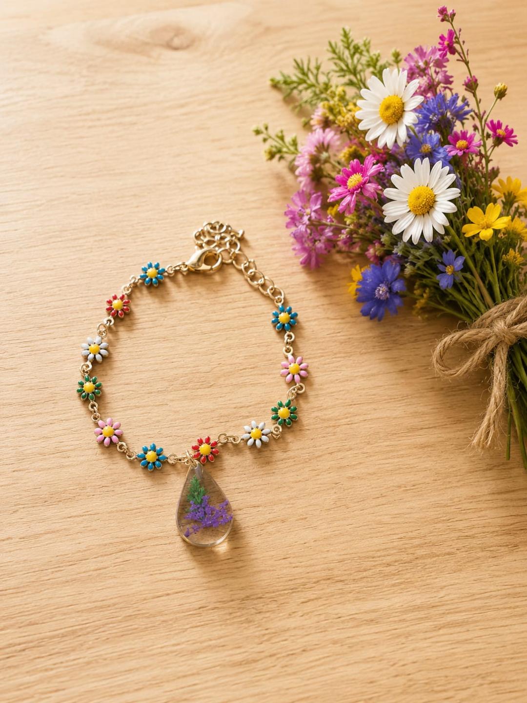 Primizie - Bracciale margheritine e fiore di siepe